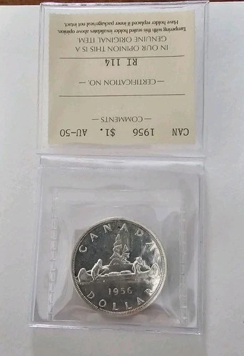 1956 Canada $1 Silver Dollar Coin - AU-50