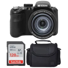 Kodak PIXPRO AZ425 Digital Camera (Black) + Case + 128GB Memory Card