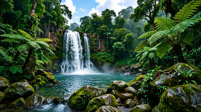 Ultra HD Tropical Waterfall Rainforest Wallpaper   Digital Download   4K Nature