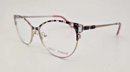 Betsy Johnson Eyeglasses NEW High Society Color BLK Rose Gold Pink Size 55