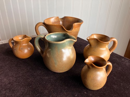Lot of 5 Georgia Potter W.J. Gordy Pitchers ranging in height from 3.5" to 2.25"