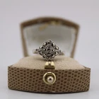 K2.8 Vintage 925 Silver Art Deco Geometric Statement Marcasite Ring Size N