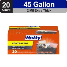 Hefty Heavy Duty Contractor Large Trash Bags, 45 Gallon, 20 Count