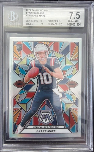 2024 Panini Mosaic Football Drake Maye Stained Glass Case Hit