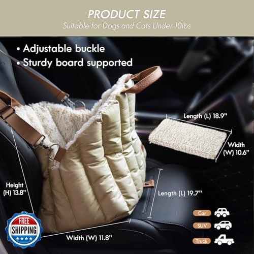 ClevaHome Small Dog Car Seat and Travel Carrier and Pet Bed, Soft Fleece Inte