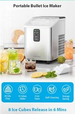 Aeitto Auto Self-Cleaning Ice Maker Countertop 26lbs/24H, Stainless Steel
