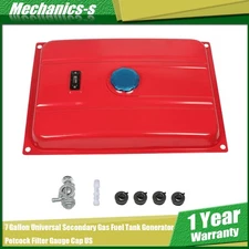 6.6 Gallon Universal Secondary Gas Fuel Tank Generator Petcock Filter Gauge Cap