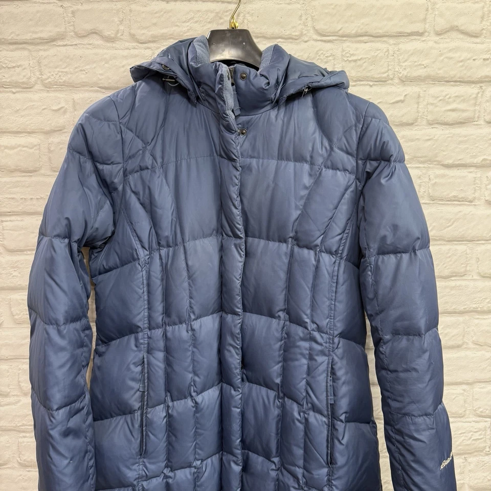 Eddie Bauer женщин вниз заполненный пуховик куртка длинный синий с капюшоном парка пальто размер XL - Изображение 2 из 4