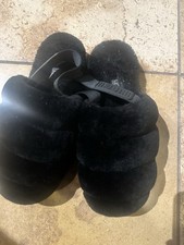 Ugg Black Womens Slippers Size 8 Back Strap Fully Lined