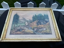 Original Currier and Ives lithograph - Gold Mining in California