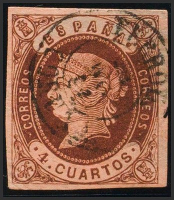 Galicia. Filatelia.º Gebraucht 58. 1862. 4 Viertel Castaño. Gestempelt Ferrol /
