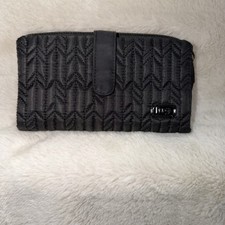 Lug Tram Black Quilted Zip-Around Wallet with Credit Card Slots for Women