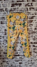 Zyia Active Medium 8/10 Yoga Leggings Pants Yellow Floral Lilies Sheer Sides