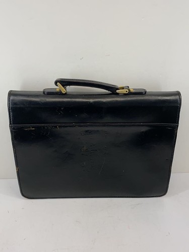 PAPWORTH Leather Briefcase Black Made in England Vintage - Picture 3 of 8