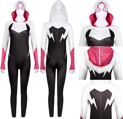 ELEBABY The Spider Verse Gwen Stacy Jumpsuits Spiderman Girl Fancy Dress Cosplay Costume