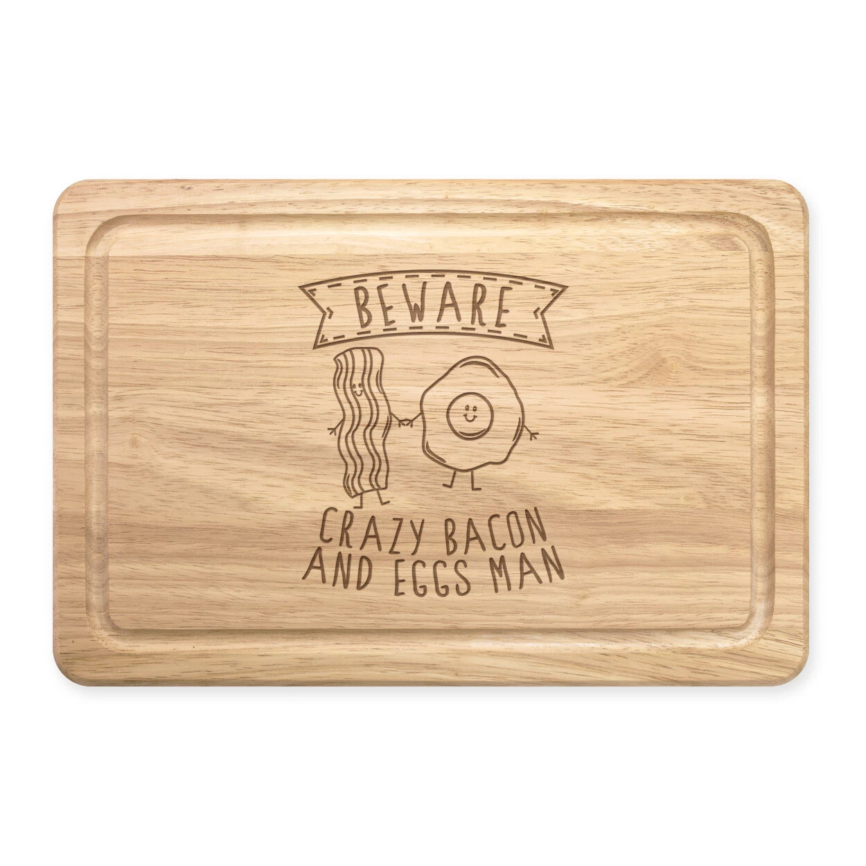 Beware Crazy Bacon And Eggs Man Rectangular Chopping Board Funny Breakfast Food