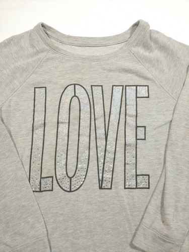 Justice Sweatshirt Girls 2XL Gray Spellout Sweater Sparkly Long Sleeve Logo XXL - Picture 8 of 12