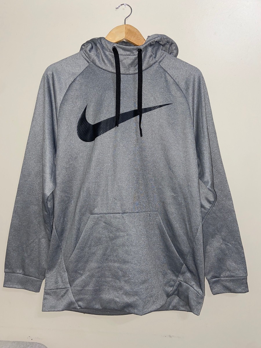 Mens Nike Training Hoodie Pullover Therma Grey Black Logo L 933432-091 NEW  | eBay