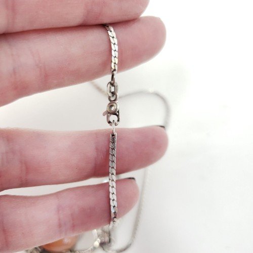 Vintage Polished Orange Quartz Sterling Pendant Necklace - Picture 5 of 5