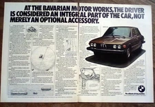 1976 BMW 530i Bavarian Motor Works Vintage 2pg Print Ad