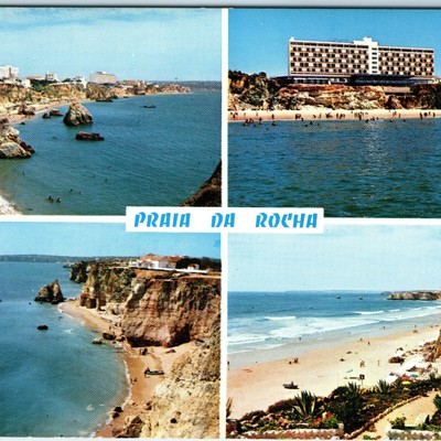c1970s Praia da Rocha, Portugal Beach Resort Hotel Cliff Sunbathe Chrome 4x6 M22