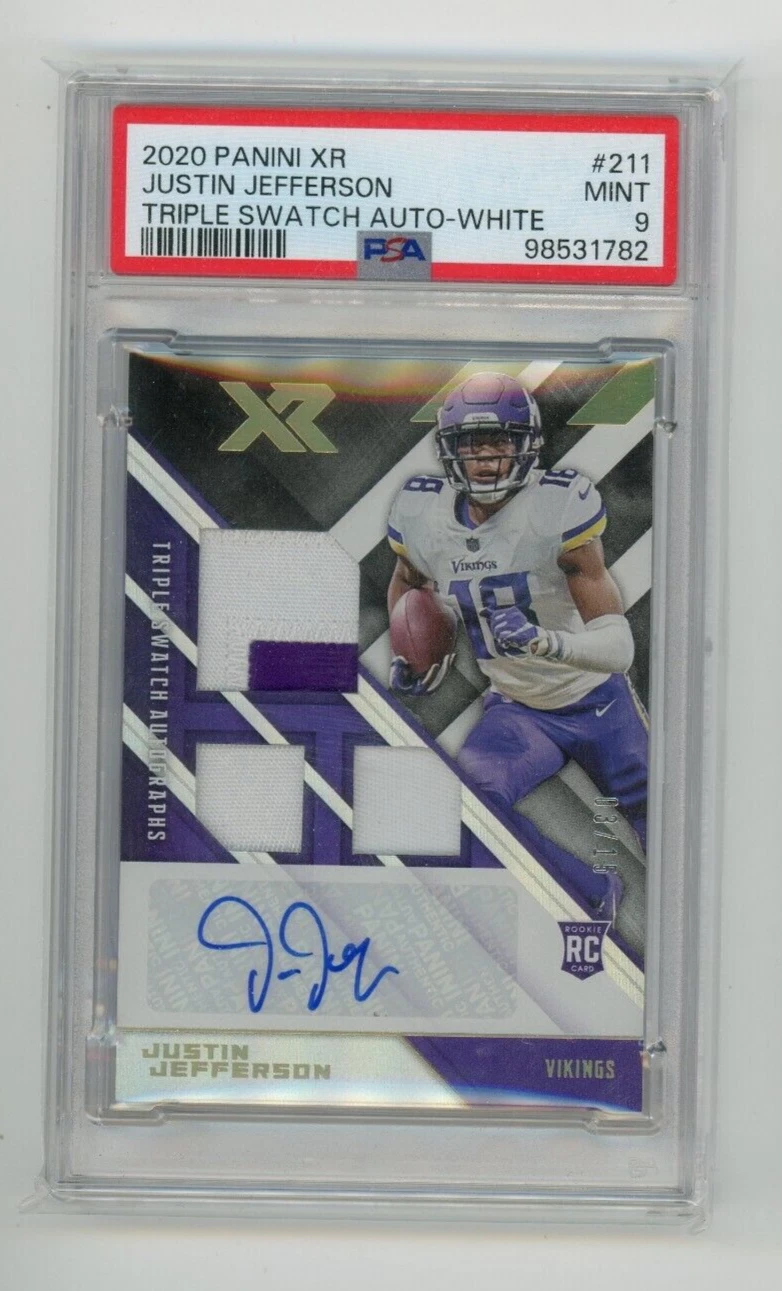Justin Jefferson Panini XR #211 Triple Swatch Autograph-White