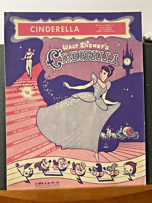Walt Disney's Cinderella Sheet Music A Dream is a Wish... VGC Rare Vintage 1950 