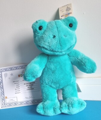 BUILD A BEAR TEAL BLUE FROG BNWT WITH CERTIFICATE PLUSH 