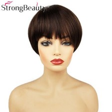 StrongBeauty Short Straight Synthetic Wigs Natural Brown Wig Women Hair 4 Colors