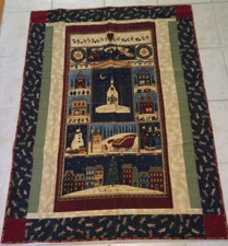 HANDMADE QUILTED Quilt LAP BLANKET christmas wall hanging holiday COVERLET 52x40