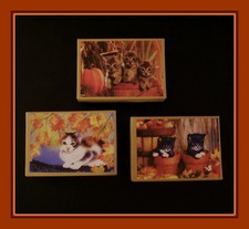 FALL KITTEN GIFT BOXES BOXES WITH PUMPKINS AND LEAVES - SET OF THREE