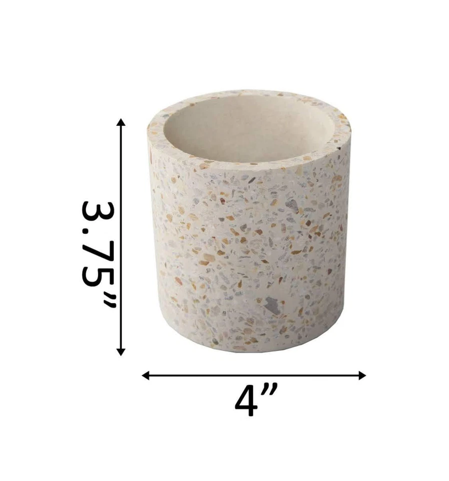 Flora Bunda 4 Inch Terrazzo Pot Concrete Stoneware Planter Home Décor - Image 2 of 3