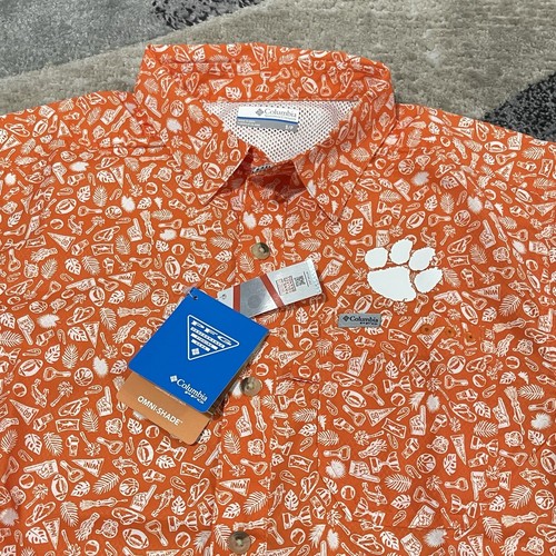 Clemson Tigers Hawaii COLUMBIA PFG Angelhemd Small Orange Super Slack Tide