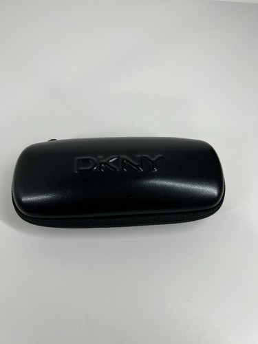 DKNY Designer sun eye glasses case semi hard black zip up clamshell pouch