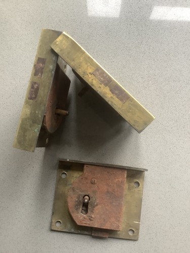 Antique brass locks X three. - Picture 3 of 3