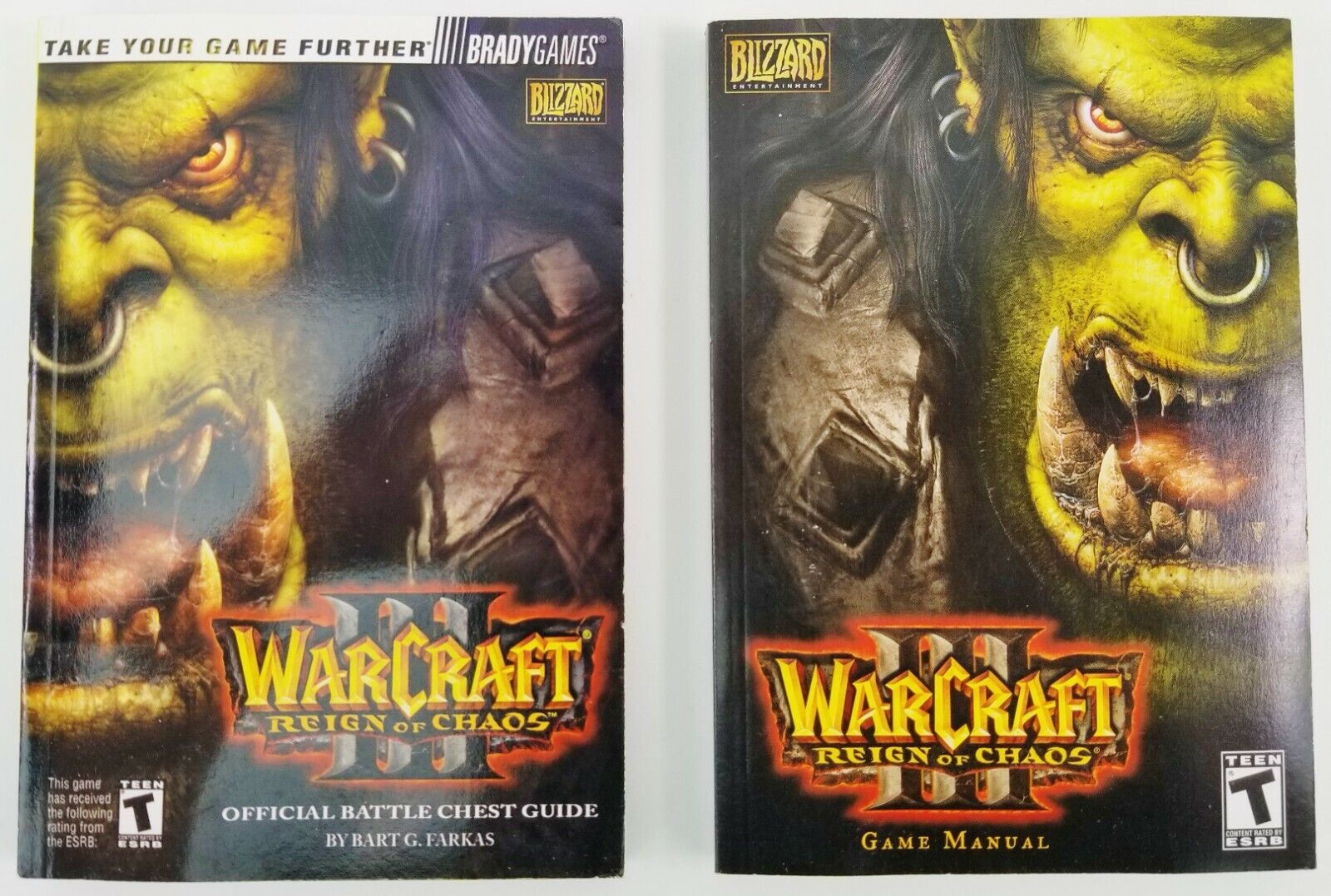 Warcraft Reign of Chaos Lot of 2 Game Manual & Battle Chest Guide Books Blizzard