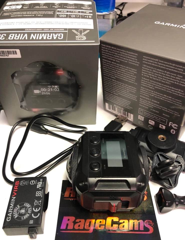 Garmin VIRB 360 Camcorder Black Waterproof Rugged VIRB360-degree Battery Tripod - Image 2 of 3