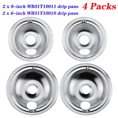 #ad WB31T10010 WB31T10011 Chrome Range Drip Pans 6 Inch amp; 8 Inch for GE Hotpoint $20.00