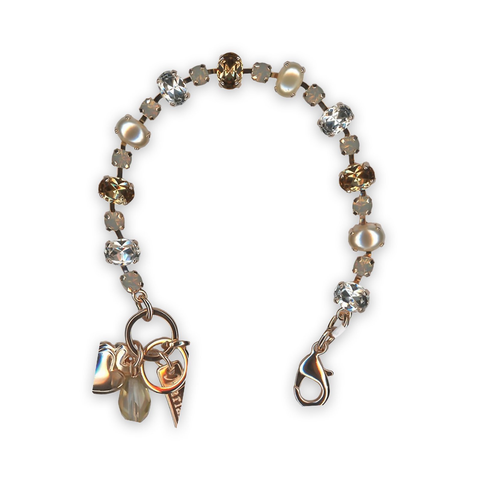 Mariana SeaShell Collection Bracelet with Clear Beads, Light Colorado Topaz, and Pearls-image