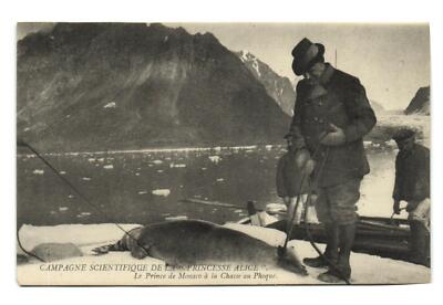 PC ROYALTY, DER PRINZ VON MONACO BEI DER SEEHUNDJAGD, Vintage Postkarte (b38447)