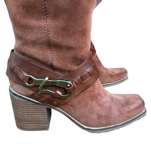 Jessica Simpson boots size 8 knee high harness equestrian brown suede western - Picture 3 of 16