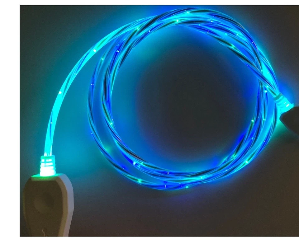 LED DUAL COLOR LIGHT USB El Cable charger FOR ALL MICRO-C TYPE REVERSIBLE PHONES - Image 2 of 4