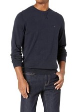 NWT Tommy Hilfiger Premium Cotton Men  s Navy Blue Crew Neck Knitted Sweater L