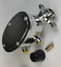 1-1/8'' Chrome Aluminum Oval Dual Master Cylinder 9/16'' & 1/2'' Street Hot Rod