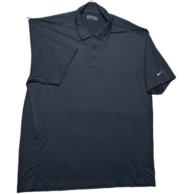 Nike Golf Polo 2XL Dark Blue Black Micro Geometric Diamond Texture Golfing  Shirt