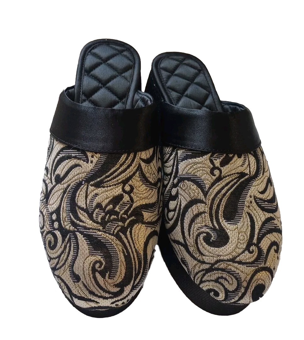 PANTOFOLA D’ORO ZSA ZSA scarpe slip on donna ciabatte di lusso nero bianco oro taglia 7