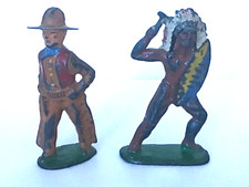 Vintage 1930 Barclay Manoil Indian w/Tomahawk Shield and Cowboy Cast Lead