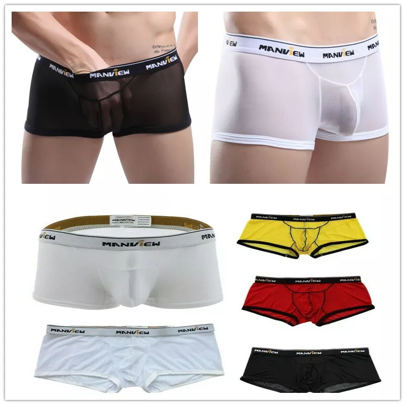 Men Letter Printed Underpant Sexy Mesh Boxer Briefs Shorts Trunks Soft  Underwear