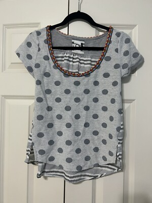 Anthropologie Akemi Kin Short Sleeve Shirt Size S Light Blue Dot