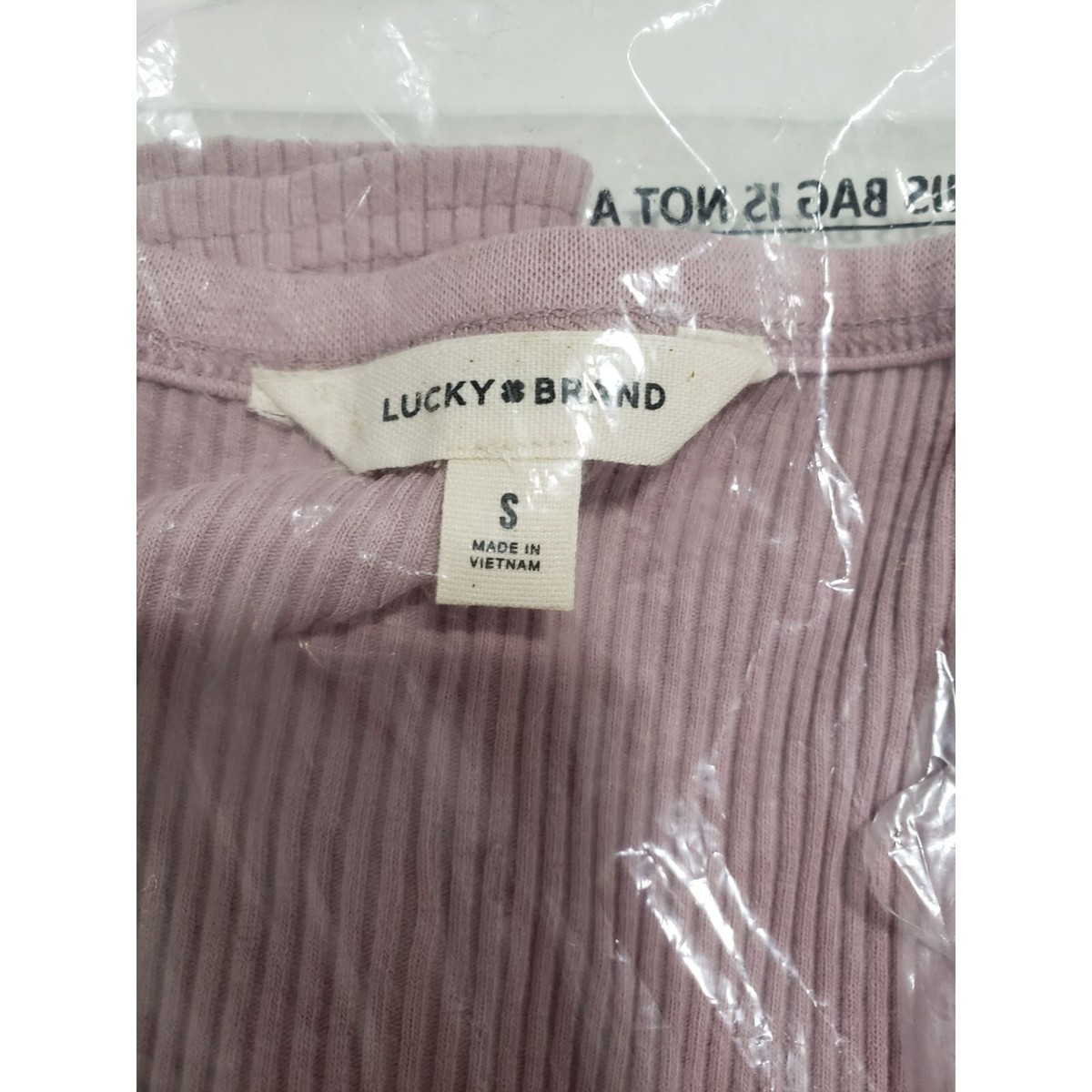 Lucky Brand Short Sleeve Rib Knit Top (Mauve Shadows) - Size